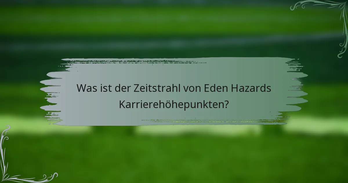 Was ist der Zeitstrahl von Eden Hazards Karrierehöhepunkten?