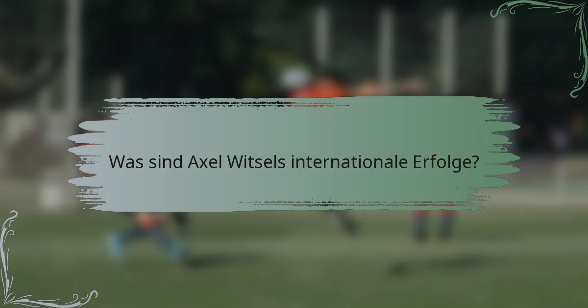 Was sind Axel Witsels internationale Erfolge?