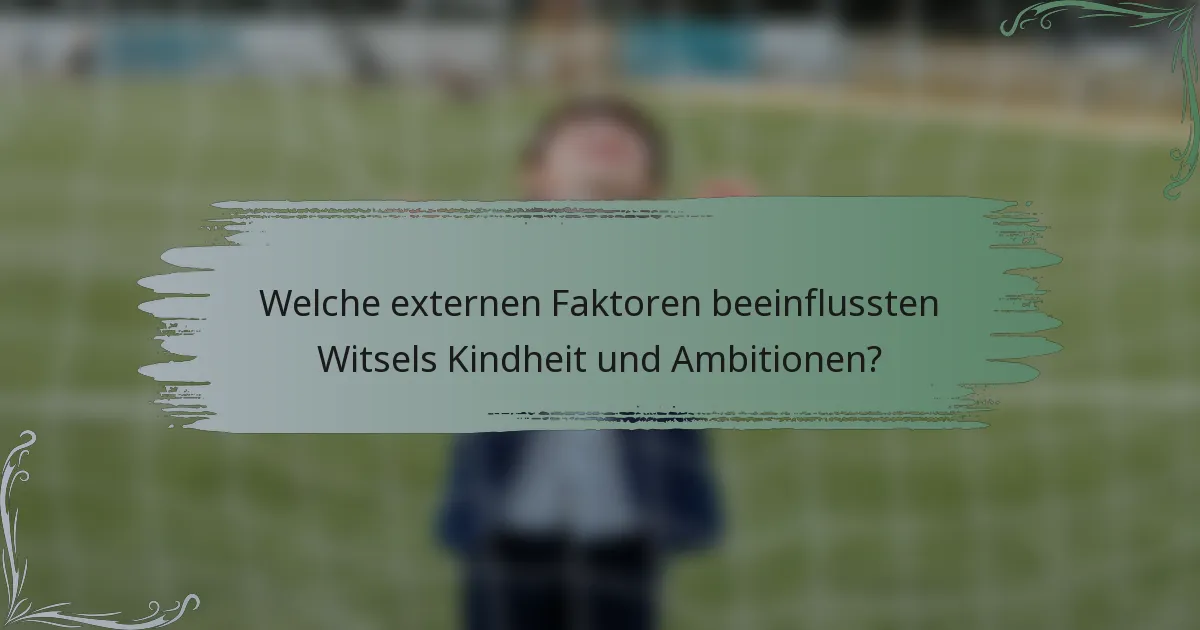 Welche externen Faktoren beeinflussten Witsels Kindheit und Ambitionen?