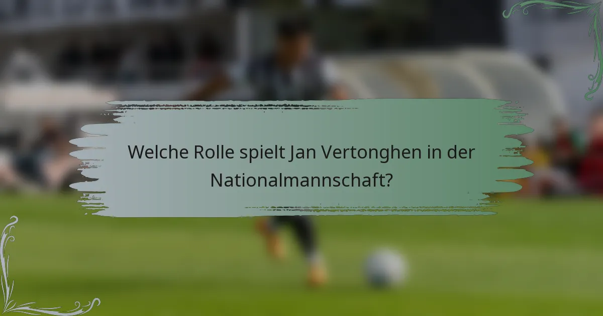 Welche Rolle spielt Jan Vertonghen in der Nationalmannschaft?
