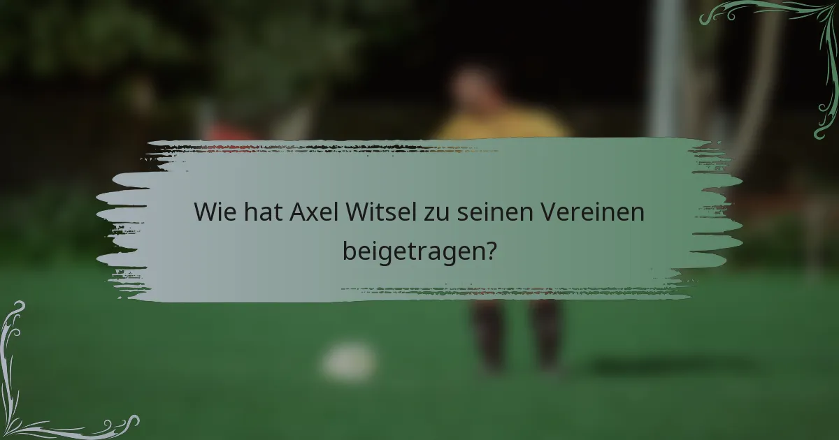 Wie hat Axel Witsel zu seinen Vereinen beigetragen?