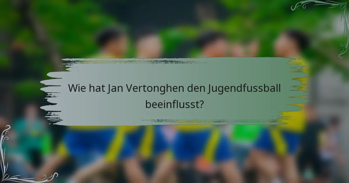 Wie hat Jan Vertonghen den Jugendfussball beeinflusst?